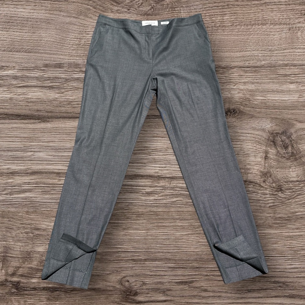 Lafayette 148 New York Waldorf Gray Wool Stretch Trousers Size 12 Workwear